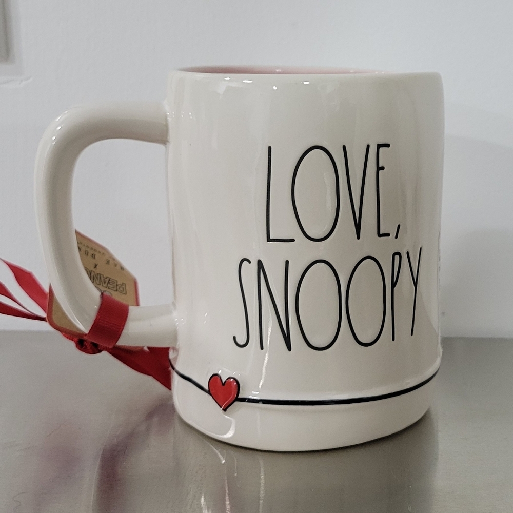 Rae Dunn X Peanuts Love Snoopy Cream Mug with Red Heart
